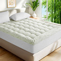 Baauye Cooling Bamboo Mattress Topper, 900GSM Quilted Mattress Pad with 8-21" Deep Pocket, King, Green
