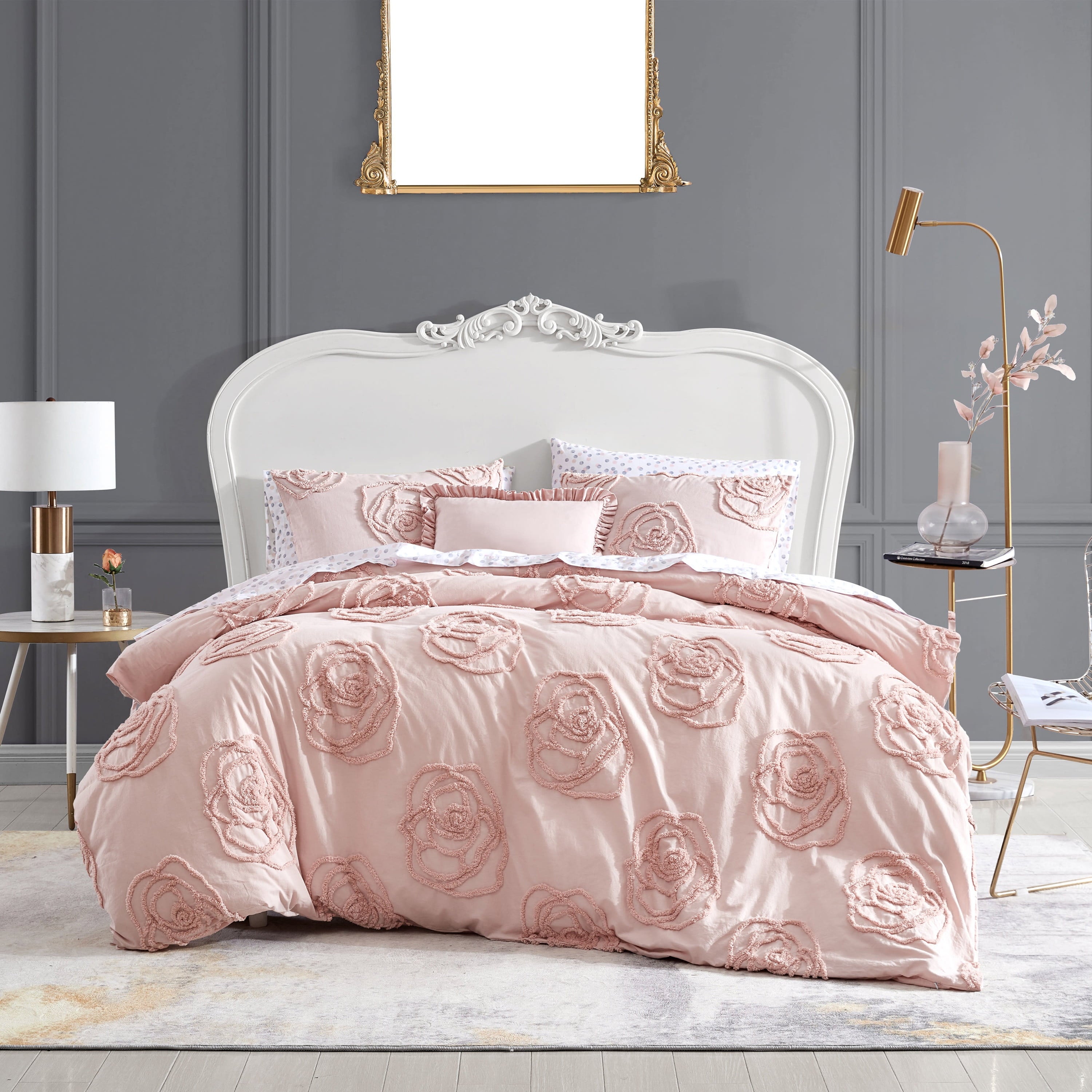 Betsey Johnson Rambling Rose Pink Twin Duvet Cover Bonus Set