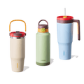 Carote 3pcs Insulated Stainless Steel Water Bottle Set, 40oz & 32oz Travel Bottles, Leak-Proof, Tumbler Style, Dewdrop Green