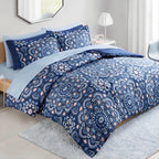 Regency Heights Queen Size Comforter Set, 9-Piece Bed in a Bag Queen, Navy Blue Bedding Comforter Set with Comforter, Flat Sheets, Fitted Sheets with Side Pockets