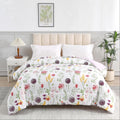 Jessy Home 1 Piece Queen Comforter Floral Comforter Purple Dandelion Summer Quilts Soft Cooling Comforter 1 Comforter
