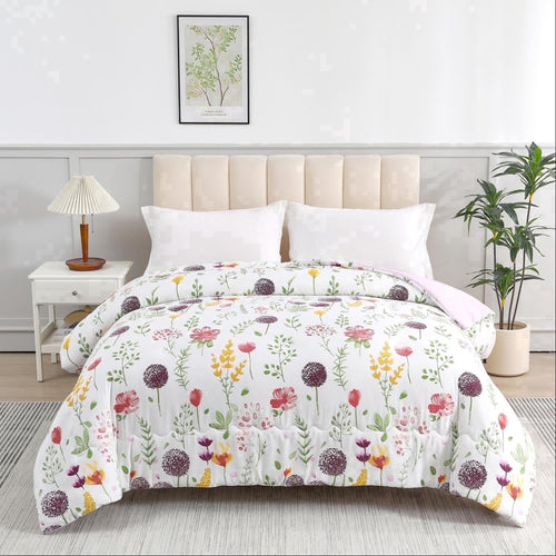 Jessy Home 1 Piece Queen Comforter Floral Comforter Purple Dandelion Summer Quilts Soft Cooling Comforter 1 Comforter
