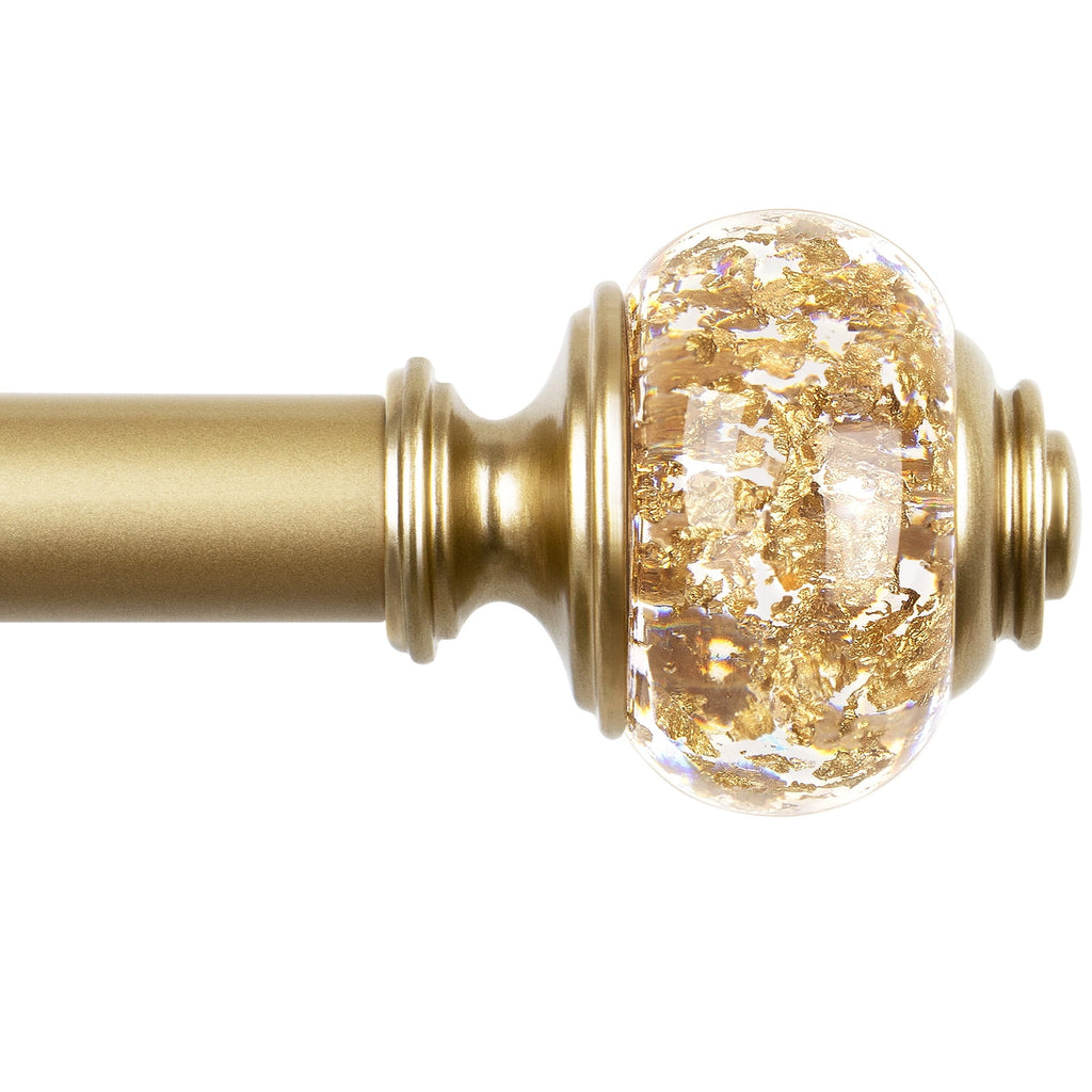 KAMANINA 7/8" Adjustable Single Curtain Rod with Translucent Finial, 48 - 84", Gold