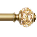 KAMANINA 7/8" Adjustable Single Curtain Rod with Translucent Finial, 48 - 84", Gold