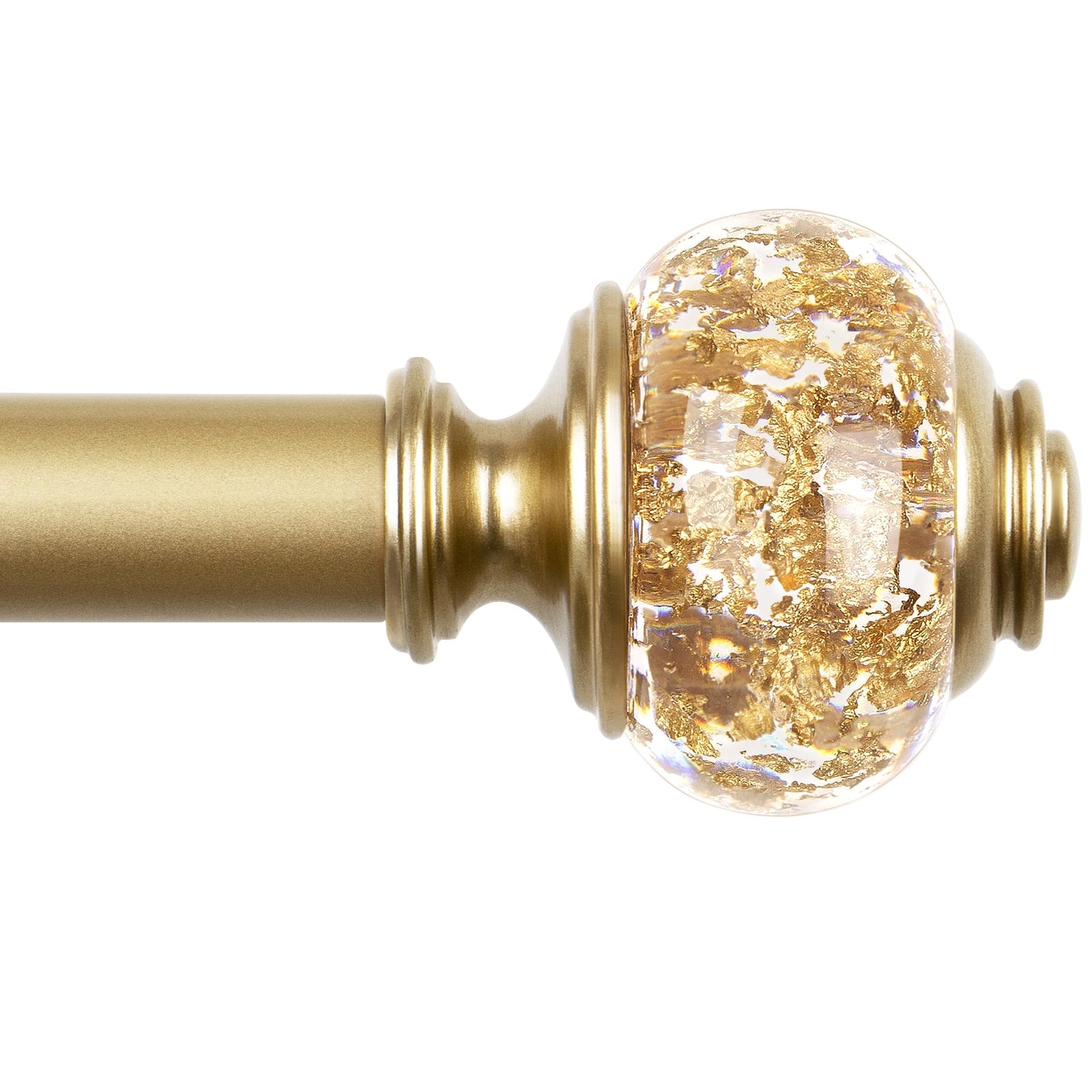 KAMANINA 7/8" Adjustable Single Curtain Rod with Translucent Finial, 48 - 84", Gold