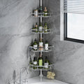 LazySpin 4-Tier Corner Shower Caddy Tension Pole, Fits 37.8”-124”, Silver