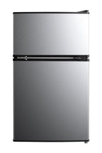 Mainstays 3.2 Cu Ft 2-Door Compact Refrigerator with Freezer, Stainless Steel, Mini Fridge for Dorm, Apartment & Office