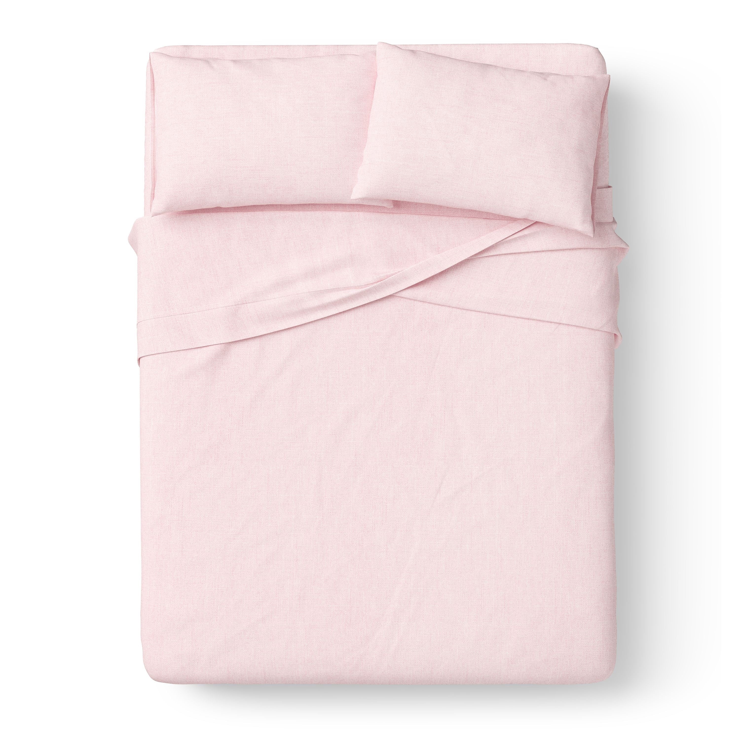 Mainstays Kids 100% Cotton Percale Bed Sheet Set, Full, Light Pink, 4 Pieces