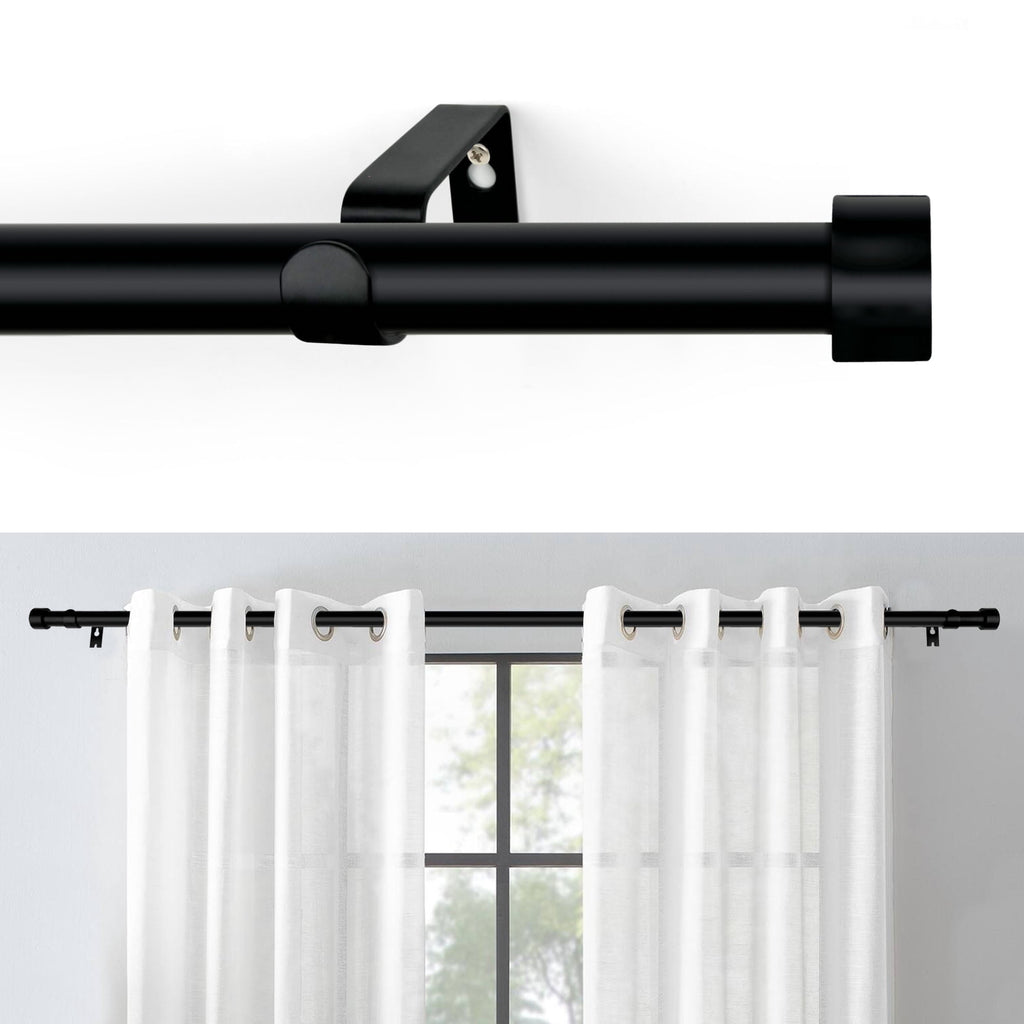 MaKefeile Classic 48 Inch Black Curtain Rods Heavy duty Single Curtain Rod for Windows,1 Inch Diameter