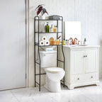 Mainstays Over-the-Toilet Steel Storage Unit with 3 Shelves and Liners, Matte Black