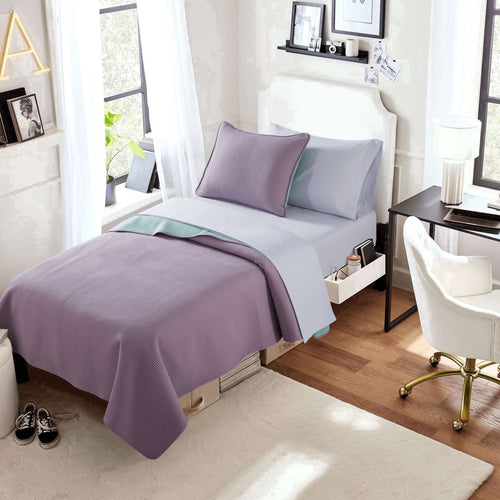 Campus Comforts by New Sega Home 2-Piece Pinsonic Quilt Set, Flora, Lavender,Twin-XL