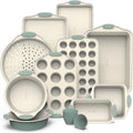 Country Kitchen Bakeware Set, 10-Piece Nonstick Stackable Baking Pans with Silicone Handles, Silver