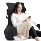 PHOGARY 31inch Reading Pillow for Bed Backrest with Arms - Black - Adult, Ultra-Comfy Microplush Cover & Detachable Neck Roll - Unmatched Support Bed Rest Sit Up Pillow