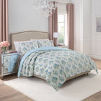 Paris Hilton 3-Piece Coquette Floral Blue Comforter Set, Full/Queen