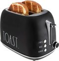 Rae Dunn 2-Slice Toaster, Stainless Steel with 6 Browning Levels, Extra Wide Slots