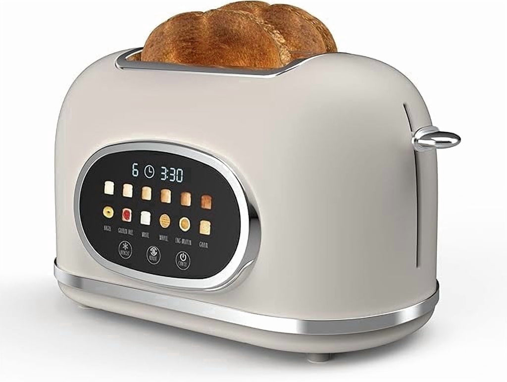 Rae Dunn Toaster, Digital Retro Stainless Steel with 6 Shade Settings, Cream