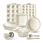 COOK WITH COLOR 17-Pc Silicone Baking Set, Non Stick Baking Pan Set with Sturdy Metal Frame, Taupe