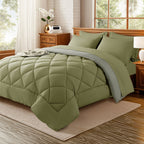 Sonoro Kate Queen Comforter Set Sage Green, Bed in a Bag 7 Pieces, Luxury Soft All-Season Bedding Set with Down Alternative Comforter, 1 Flat & 1 Fitted Sheets, 2 Pillowcases & 2 Shams
