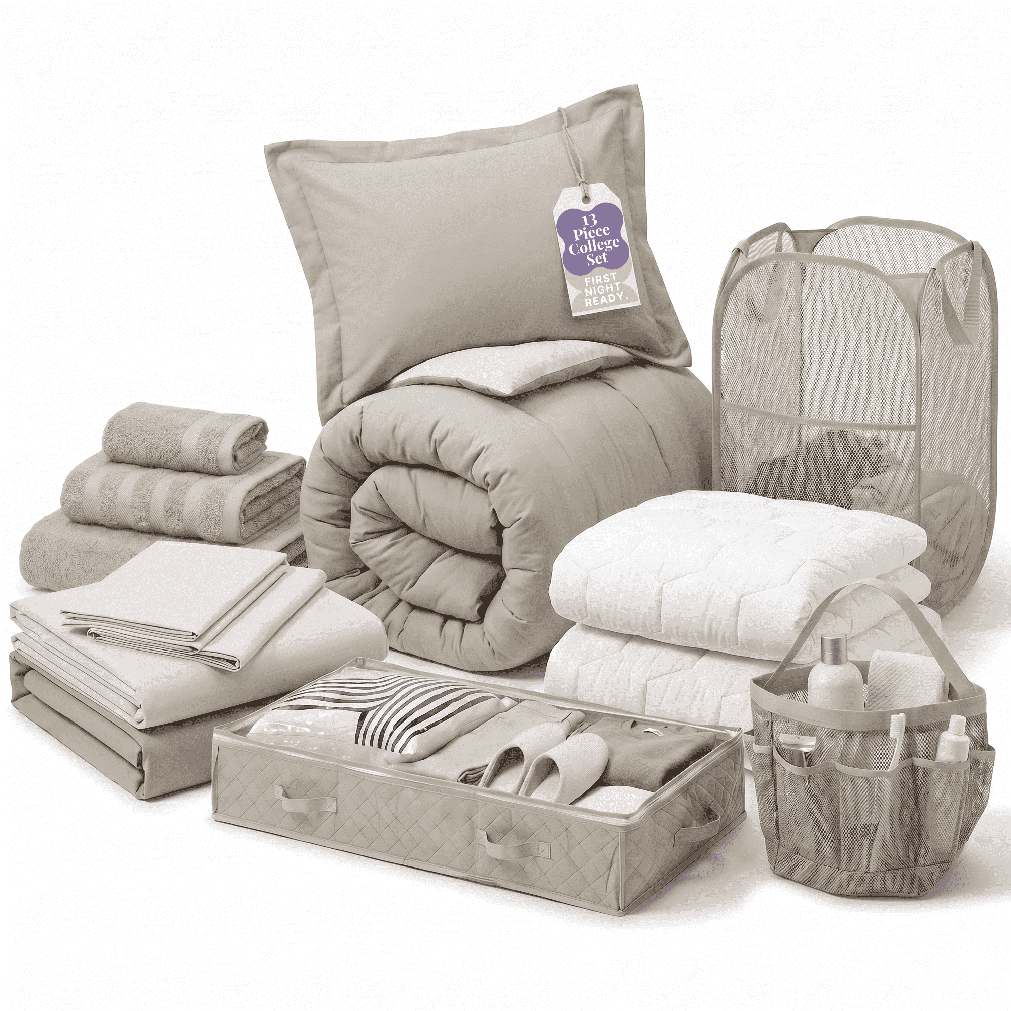 Virtu Back to College Dorm Room Essentials, Twin XL Comforter Sets, Dorm Bedding, Twin Xl Bed In a Bag with All Dorm Accessories and Bedding, Linen