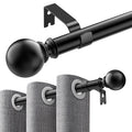 Single Curtain Rods for Windows 32 to 120 inch, Adjustable Window Curtain Rod, Window Curtain Rod with Ball Finials, 1 inch Diameter Decorative Curtain Rod Set, Modern Decorative Drapery Rods