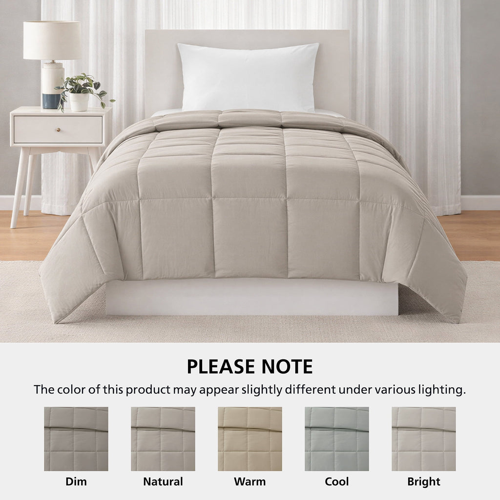 Mainstays Twin/Twin XL Comforter, Down Alternative, All-Season, Stone