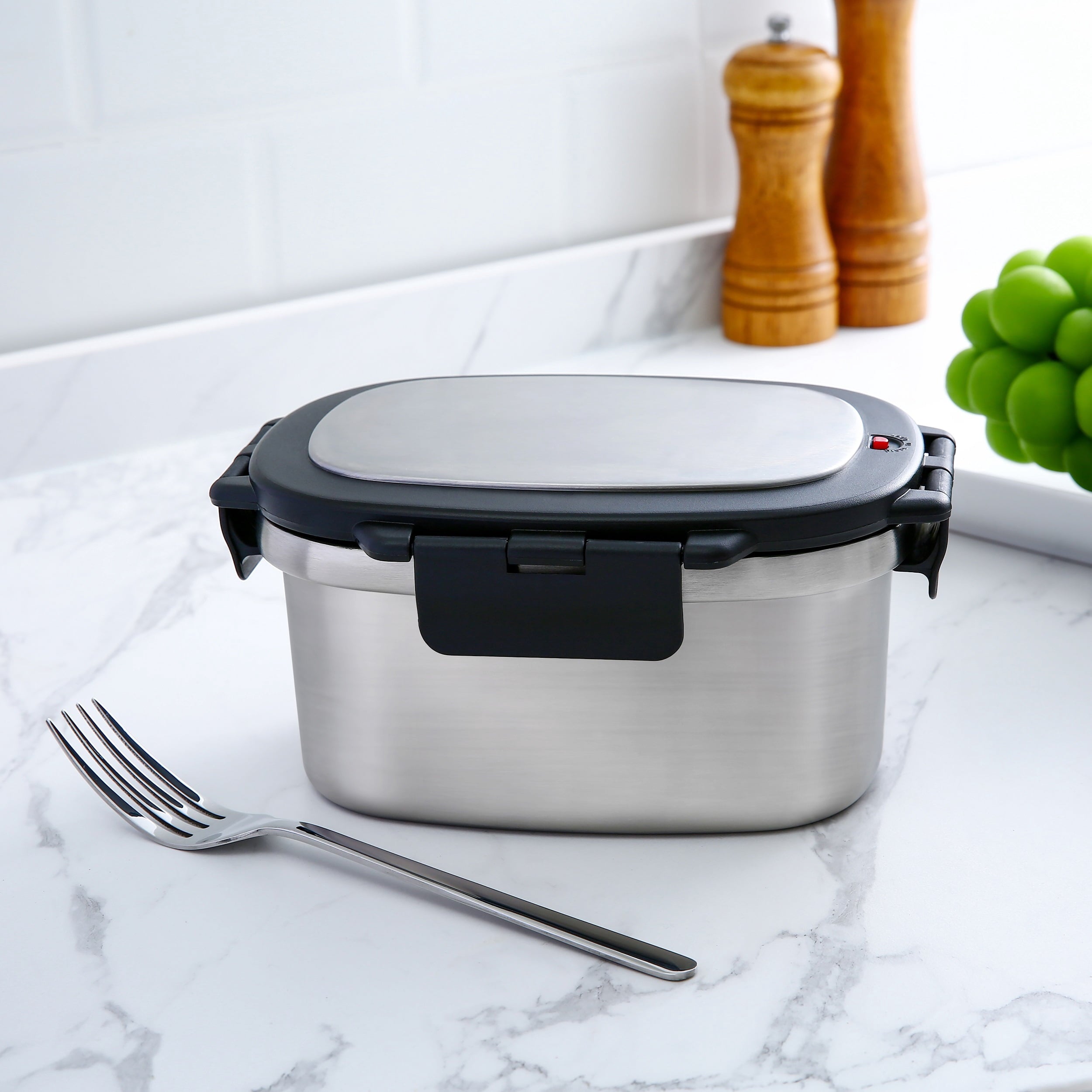 Mainstays 33 oz Insulated Stainless Steel Lunch Box Food Storage Container with Lid