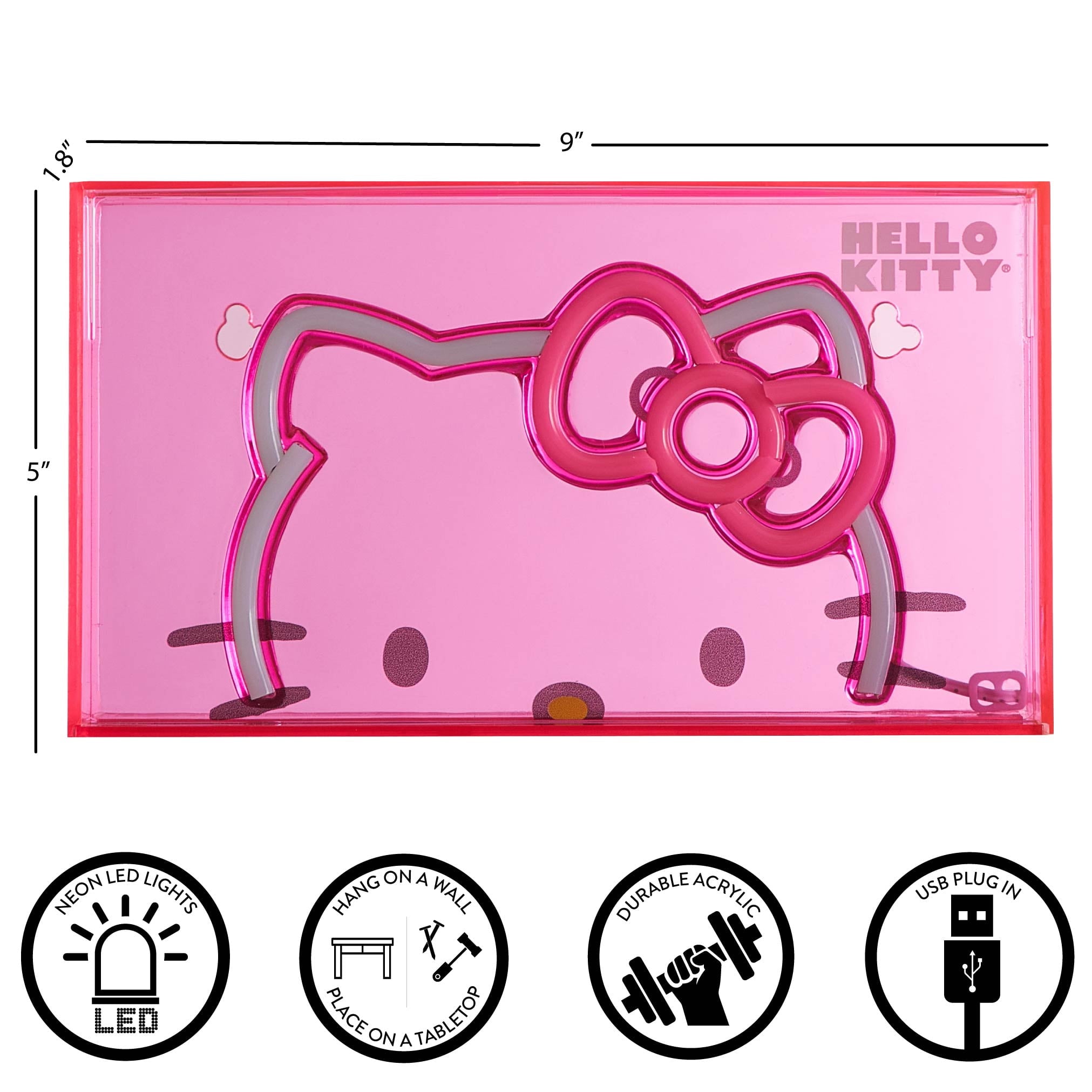 Hello Kitty 9" W x 5" H Acrylic LED Neon Box Light