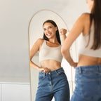 CONCETTA 59"x16" Arched Full Length Mirror, Full Body Standing Mirror Floor Mirrors, Gold