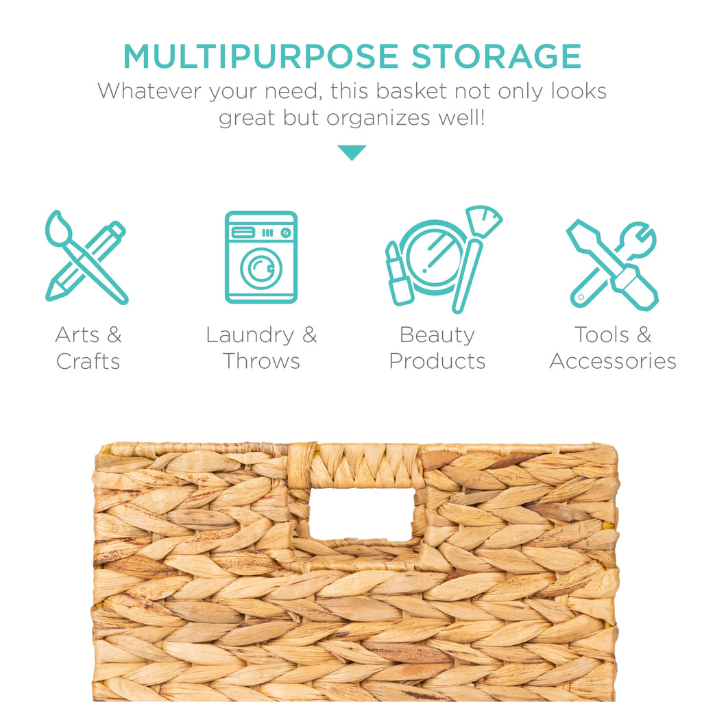 Best Choice Products 10.5x10.5in Hyacinth Storage Baskets, Set of 5 Multipurpose Collapsible Organizers - Natural
