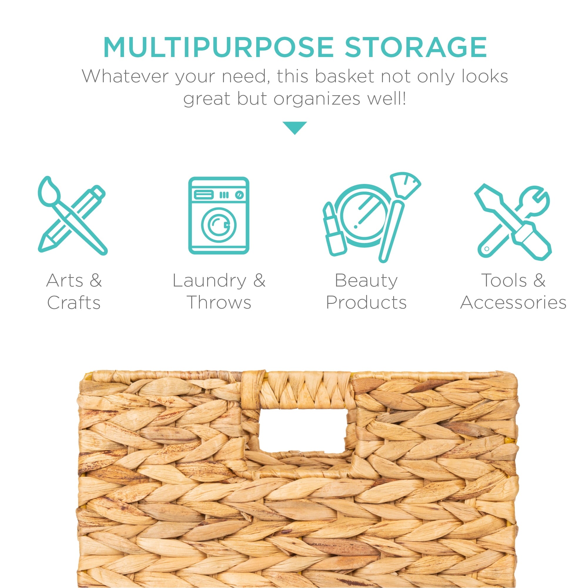 Best Choice Products 10.5x10.5in Hyacinth Storage Baskets, Set of 5 Multipurpose Collapsible Organizers - Natural