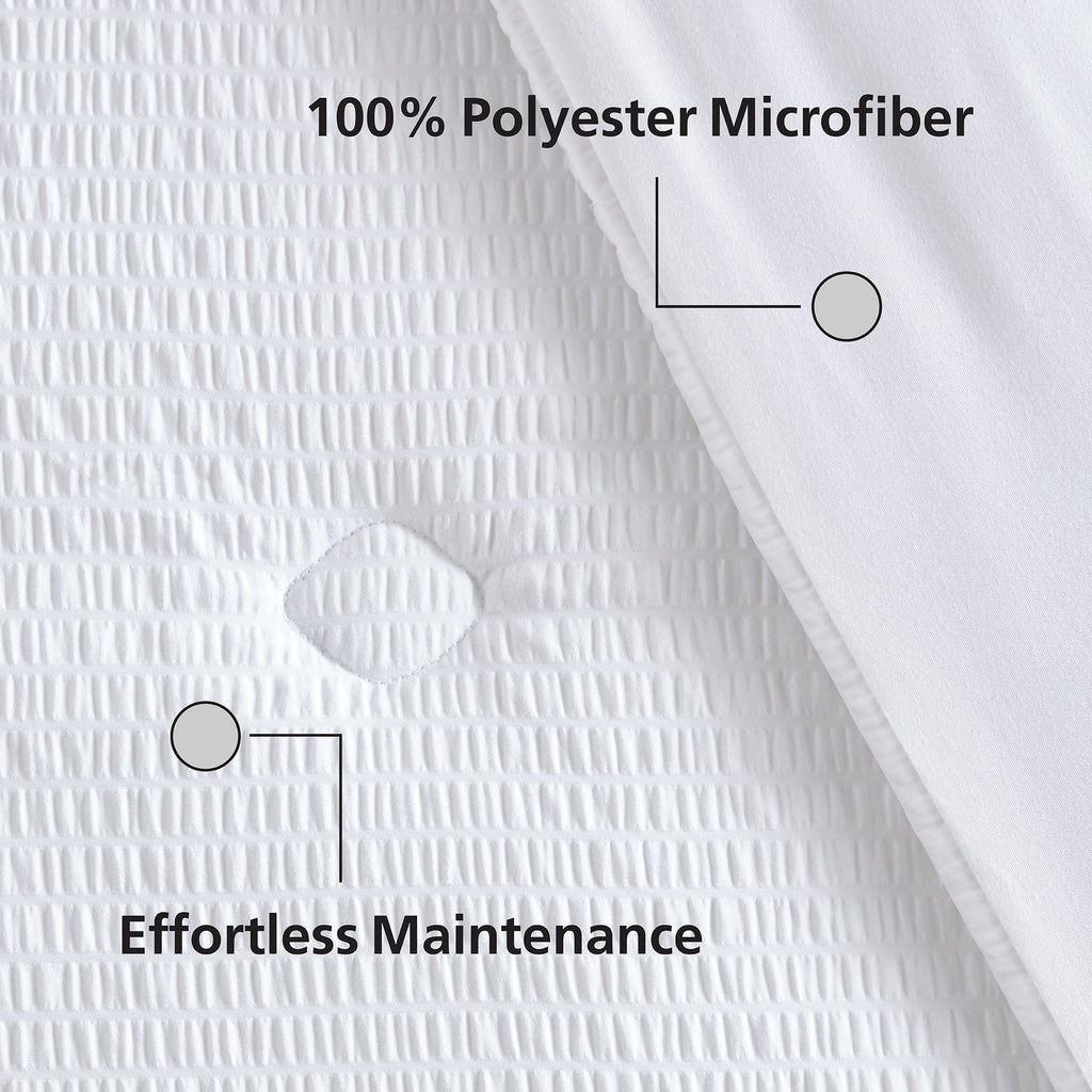 Mainstays Full/Queen Comforter, Reversible Down Alternative, All-Season, White Seersucker