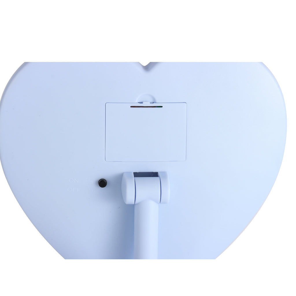 Mainstays 11.26" Tall Light Blue Plastic Frame Tabletop Heart Shaped LED Lighted Mirror with Trinket Tray