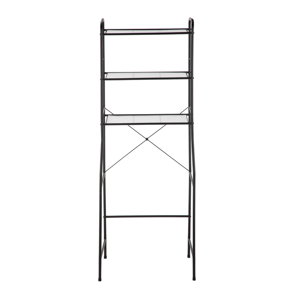 Mainstays Over-the-Toilet Steel Storage Unit with 3 Shelves and Liners, Matte Black