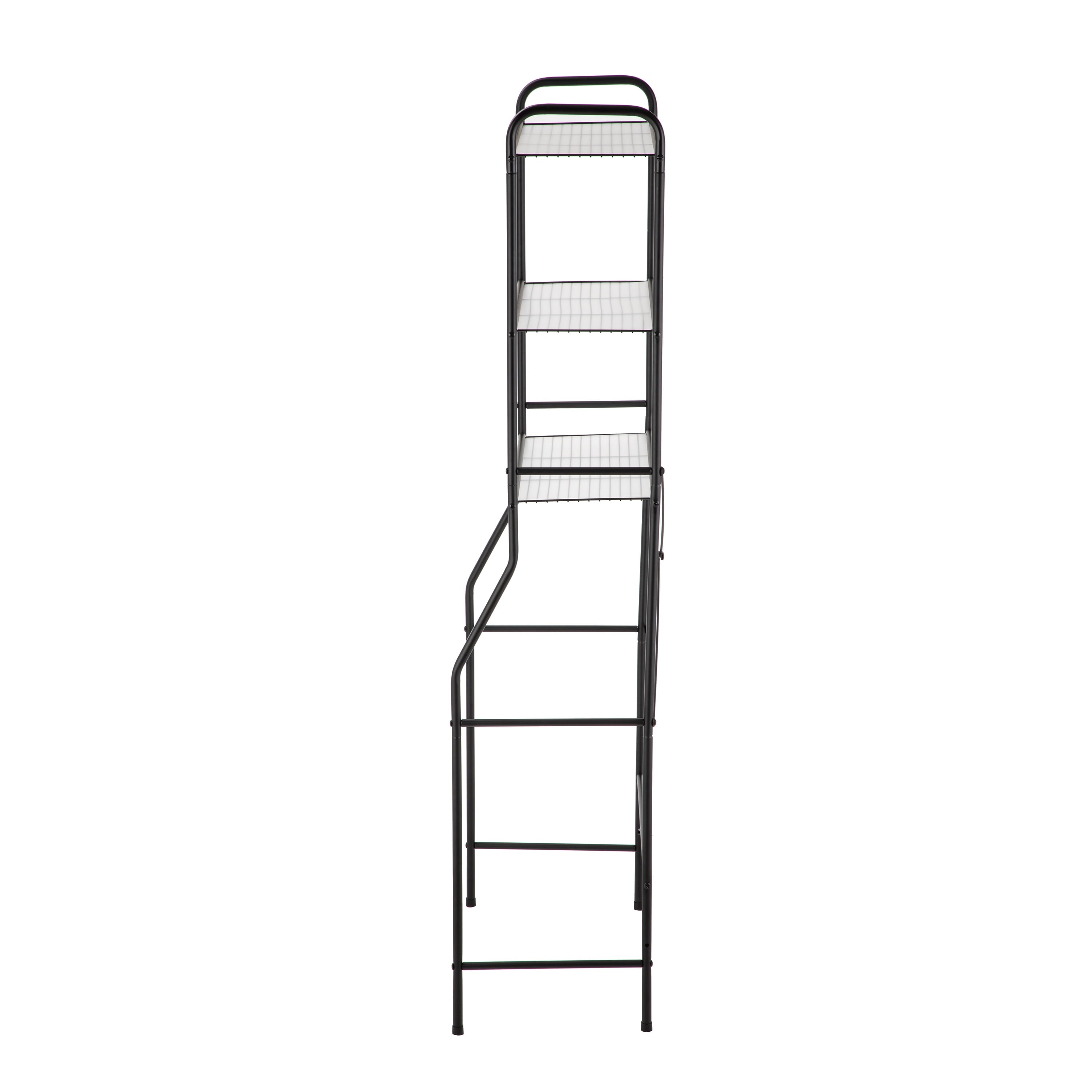 Mainstays Over-the-Toilet Steel Storage Unit with 3 Shelves and Liners, Matte Black