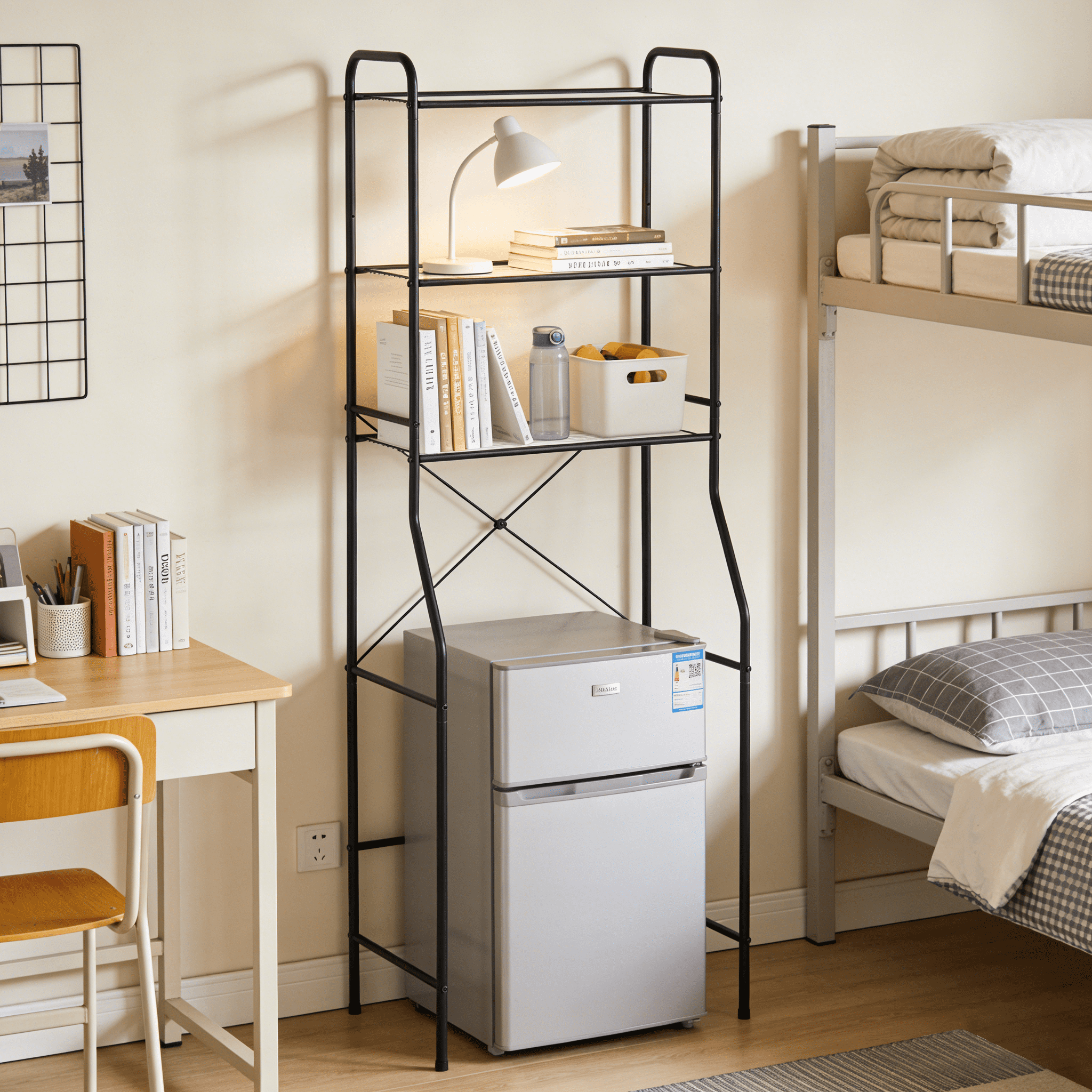 Mainstays Over-the-Toilet Steel Storage Unit with 3 Shelves and Liners, Matte Black