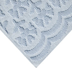 Beautiful Floral Block Scallop 2 Piece Bath Rug Set by Drew Barrymore, Hydrangea Blue, 17" x 24" & 20" x 30"