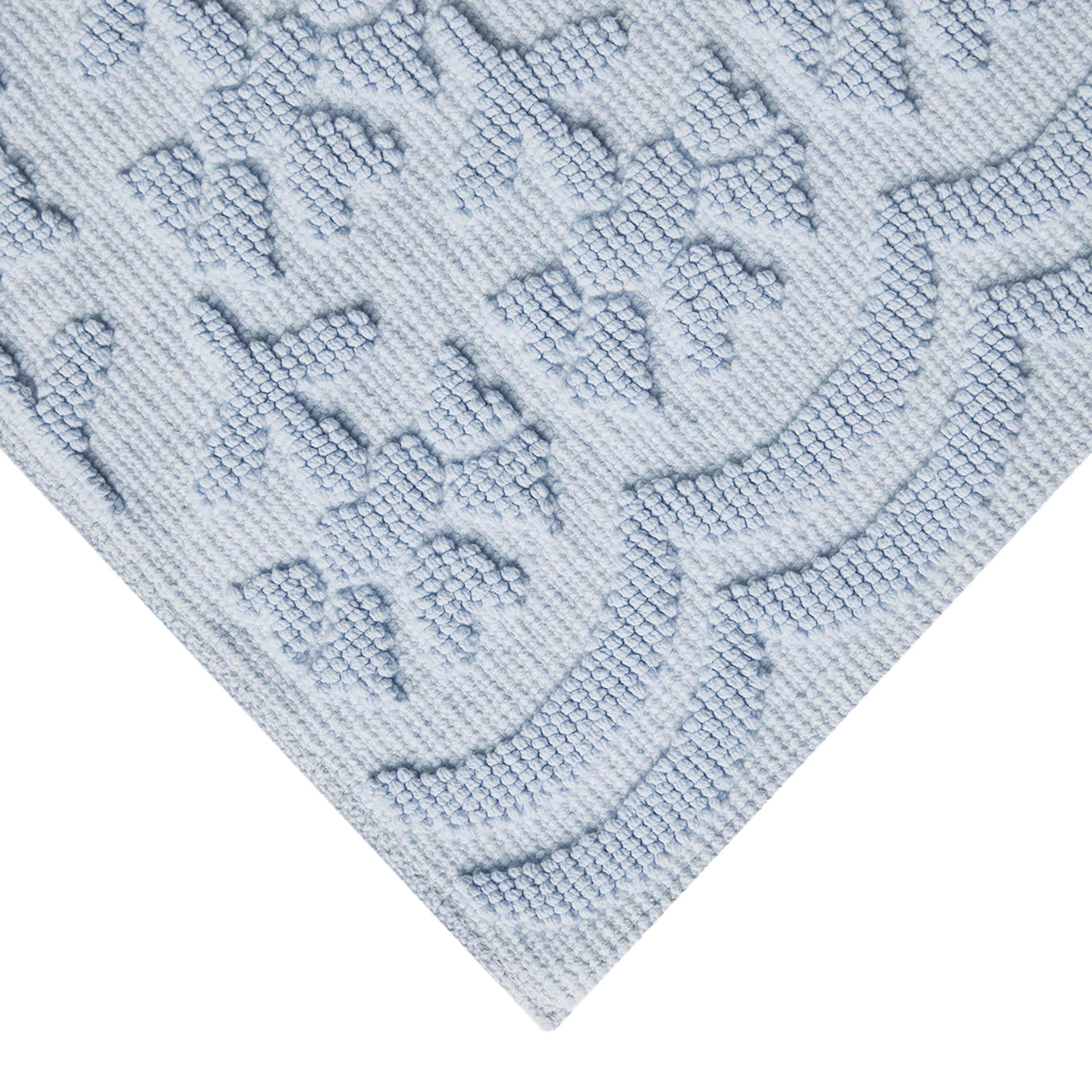 Beautiful Floral Block Scallop 2 Piece Bath Rug Set by Drew Barrymore, Hydrangea Blue, 17" x 24" & 20" x 30"