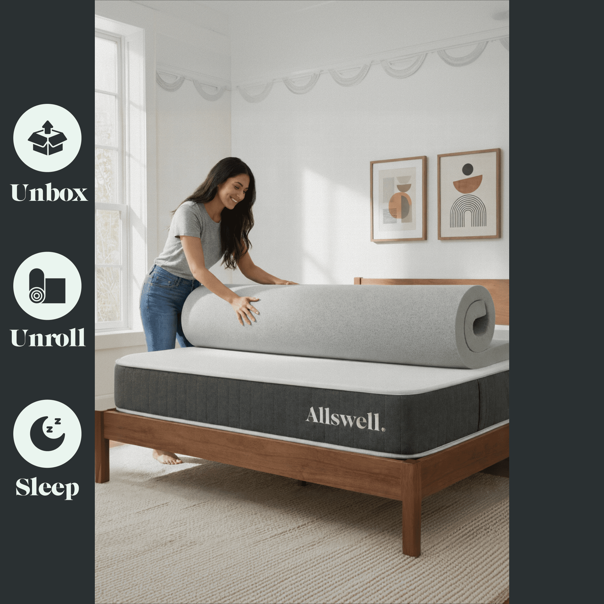 Allswell 2" GlacierRest® with Graphite Memory Foam Mattress Topper, Queen
