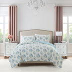 Paris Hilton 3-Piece Coquette Floral Blue Comforter Set, Full/Queen