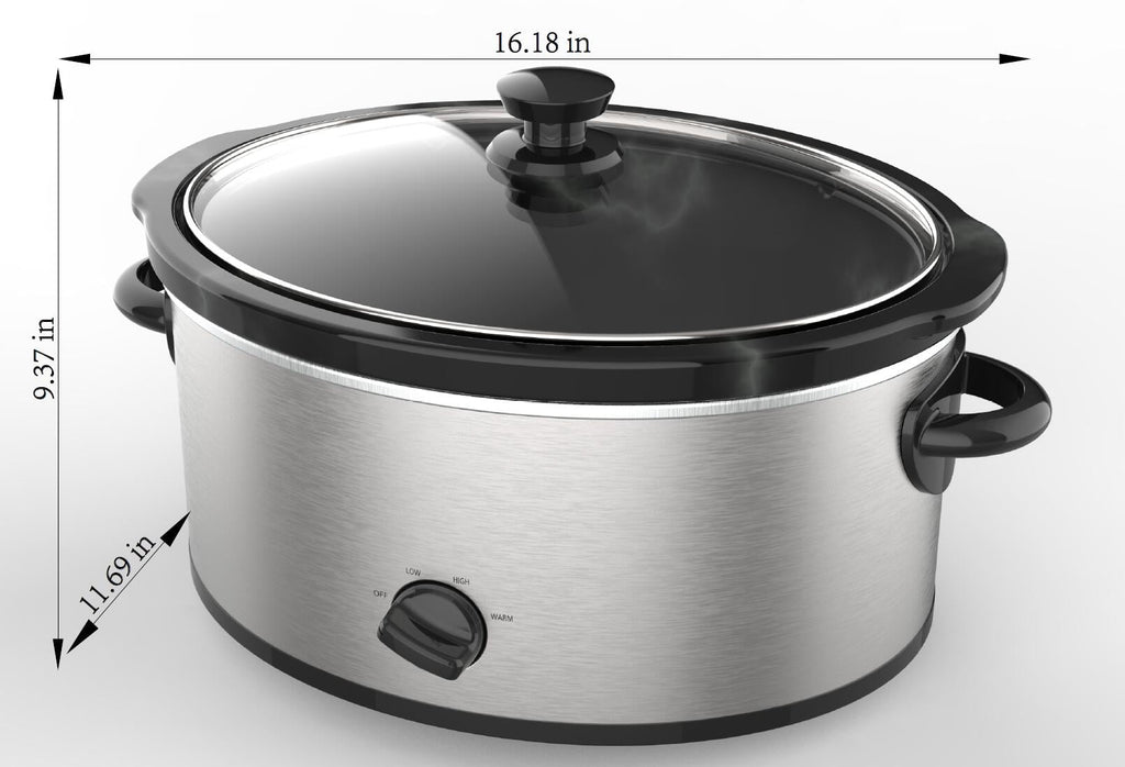 Mainstays 6 Quart Oval Slow Cooker, with Stainless Steel Finish and Glass Lid