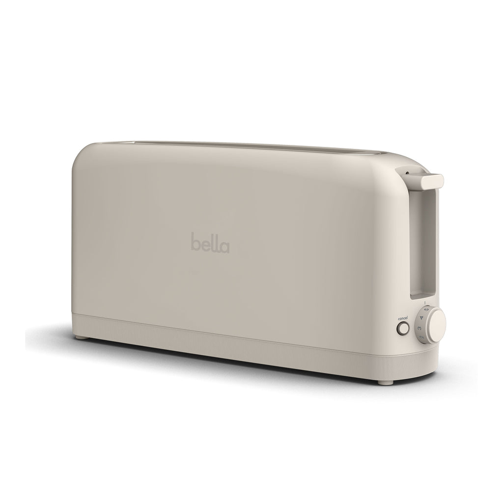 bella 2-Slice Slim Toaster with Extra Long Slot, 6 Setting Shade Control with Reheat & Cancel Buttons, Oatmilk