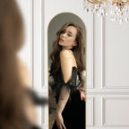 CONCETTA 59"x16" Arched Full Length Mirror, Full Body Standing Mirror Floor Mirrors, Gold