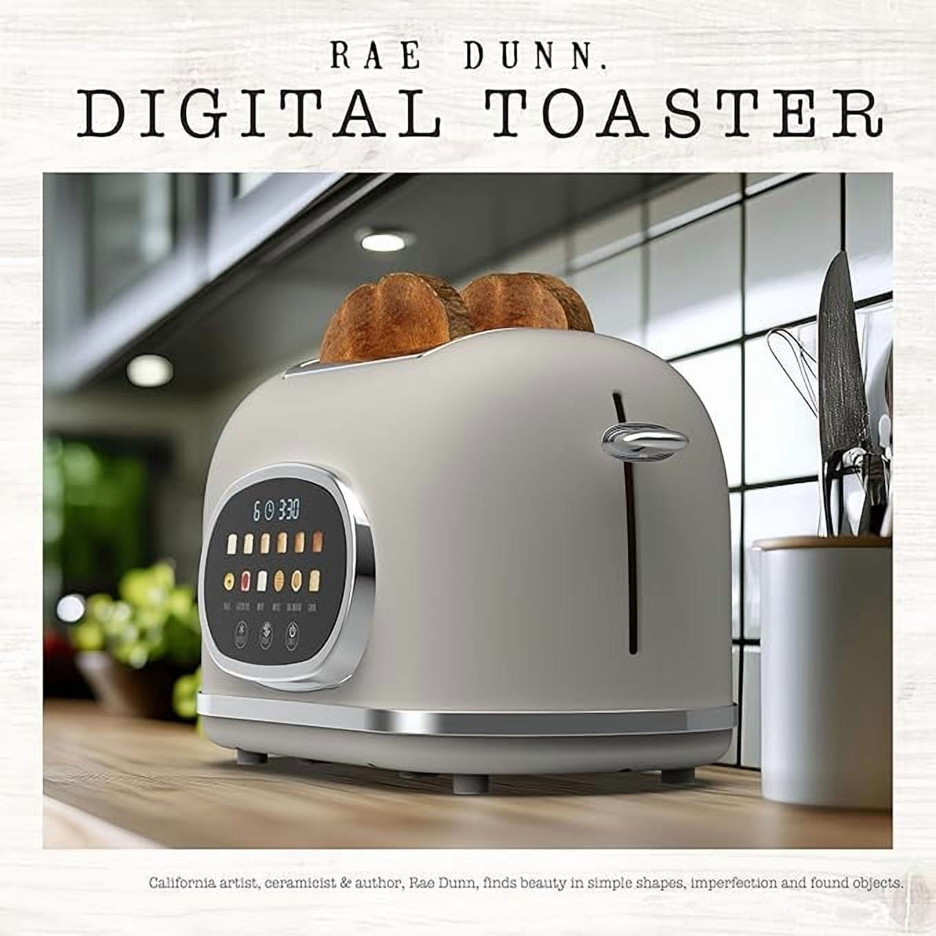 Rae Dunn Toaster, Digital Retro Stainless Steel with 6 Shade Settings, Cream