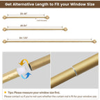 KAMANINA 7/8" Adjustable Single Curtain Rod with Translucent Finial, 48 - 84", Gold