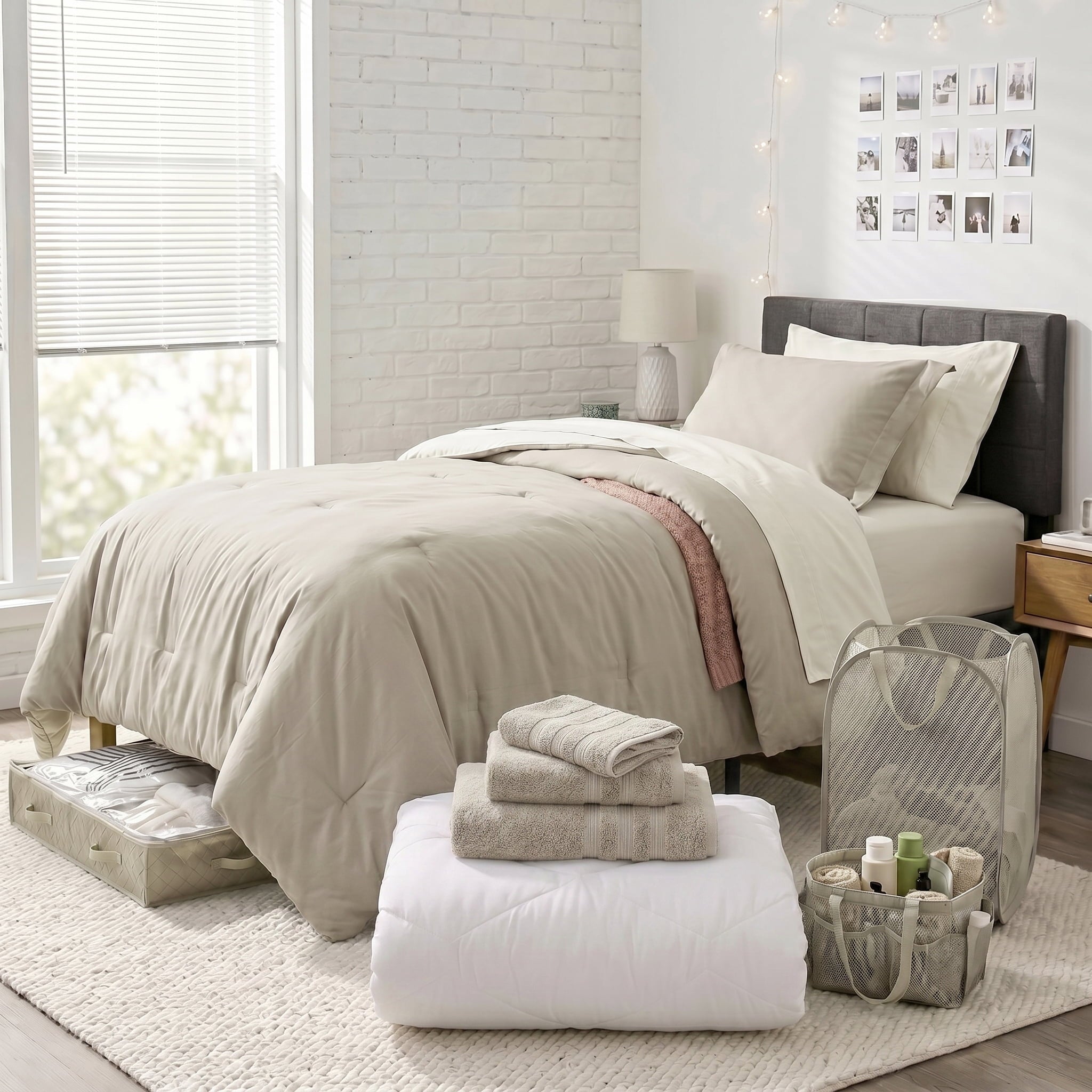 Virtu Back to College Dorm Room Essentials, Twin XL Comforter Sets, Dorm Bedding, Twin Xl Bed In a Bag with All Dorm Accessories and Bedding, Linen