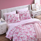 Betsey Johnson Floral Vineyard Pink Reversible Full/Queen Quilt Set