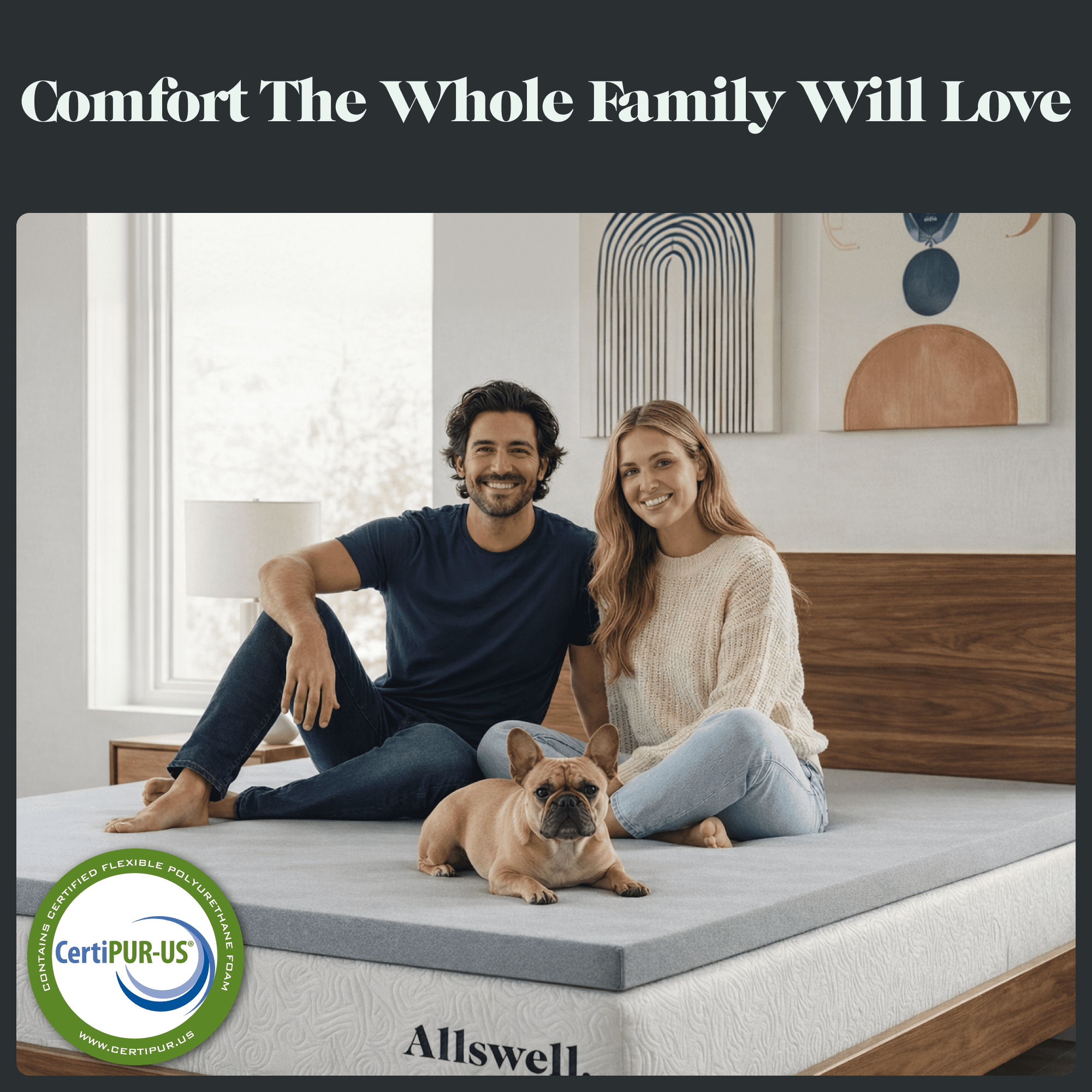 Allswell 2" GlacierRest® with Graphite Memory Foam Mattress Topper, Queen