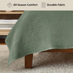 Mainstays Garment Washed Stripe Quilt, Full/Queen, Light Green, Soft Microfiber Bedding