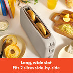 bella 2-Slice Slim Toaster with Extra Long Slot, 6 Setting Shade Control with Reheat & Cancel Buttons, Oatmilk