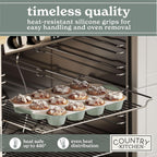 Country Kitchen Bakeware Set, 10-Piece Nonstick Stackable Baking Pans with Silicone Handles, Silver